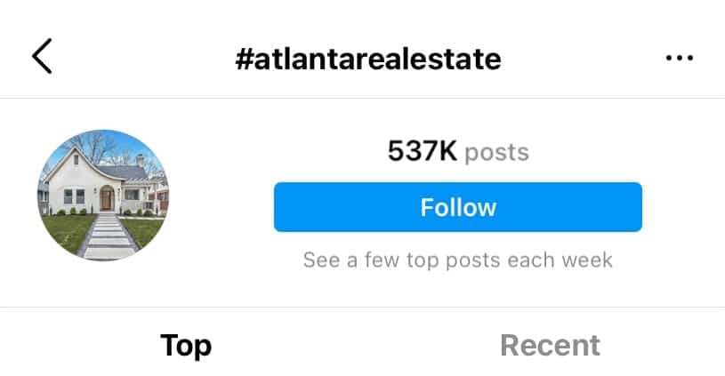 Example real estate hashtag for Atlanta