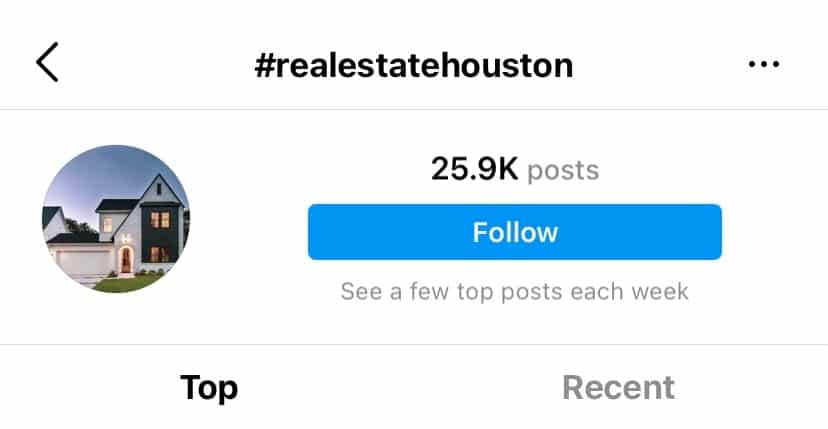 Example real estate hashtag for Houston