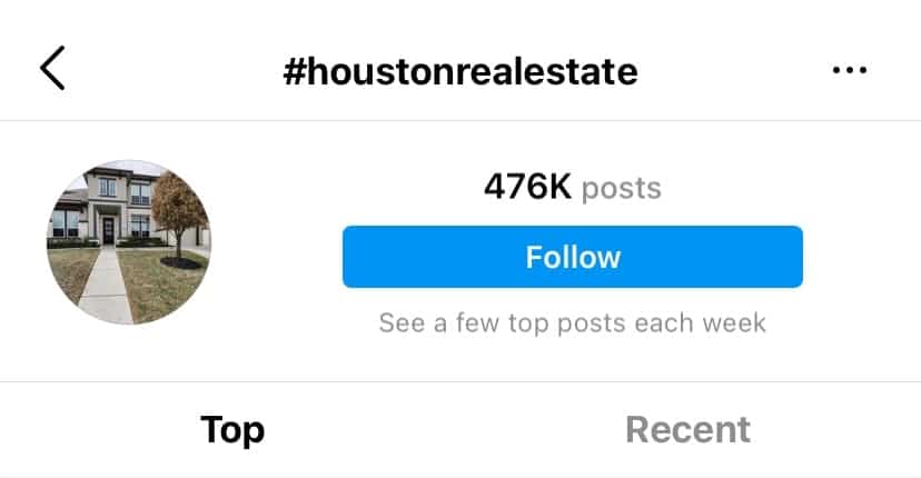 Sample real estate hashtag